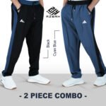 Premium panel trouser-Black & cyan blue