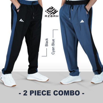 Premium panel trouser-Black & cyan blue